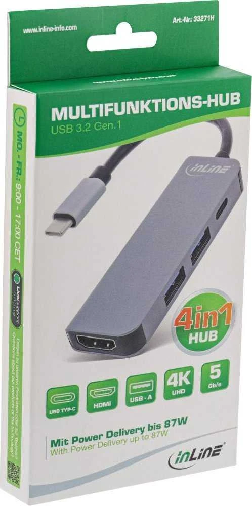 InLine daugiafunkcis šakotuvas USB 3.2, 1x USB-C, 2x USB-A, HDMI,