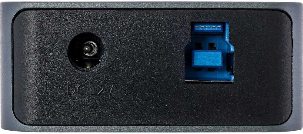 USB šakotuvo InLine maitinimo jungtis ir USB-B prievadas