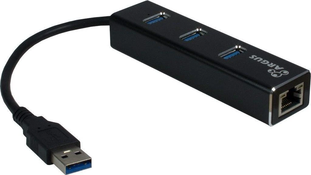 Inter tech HUB USB Argus Argus 1x RJ-45 + 3x USB-A 3.0 (88885439)