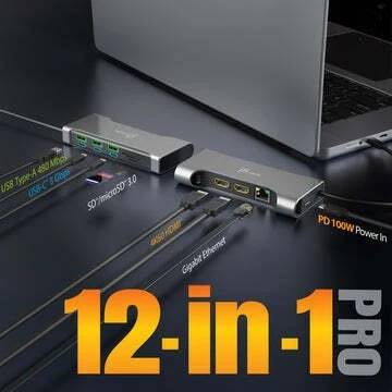 J5CREATE USB-C DUAL 4K60 HDMI HUB | PRO 12-IN-1