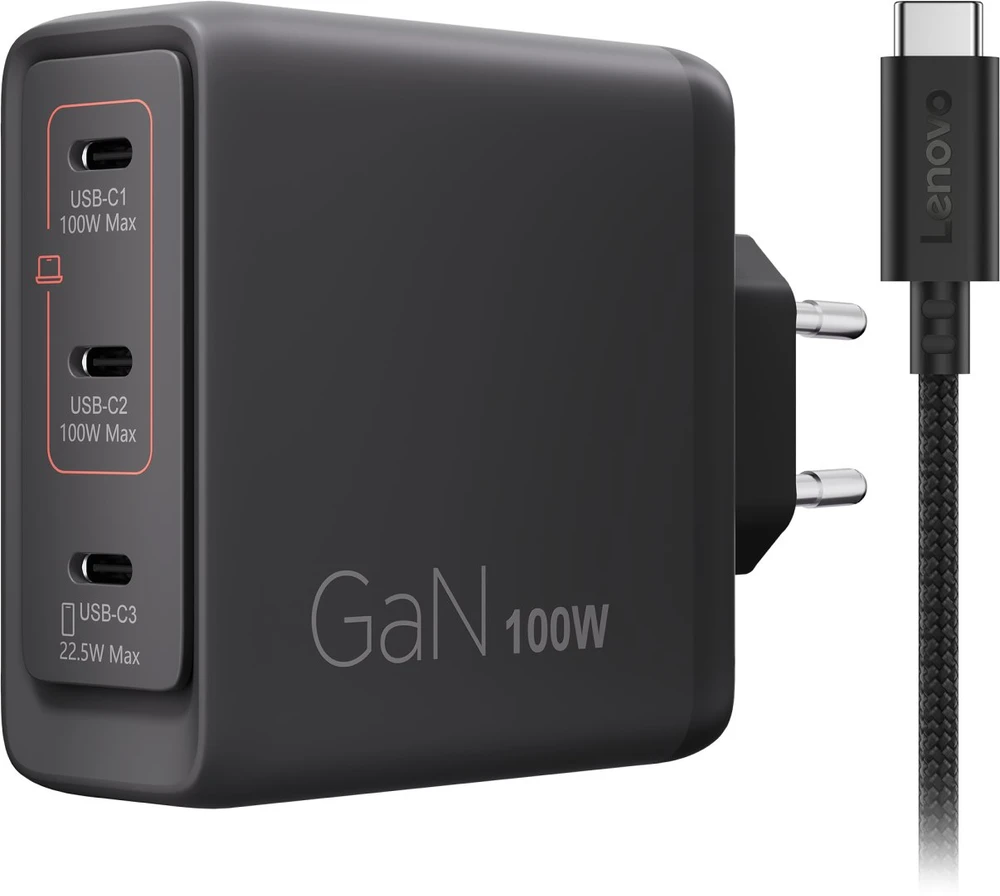 LENOVO daugiaportinis USB-C 100W GAN įkroviklis