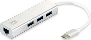 Level One USB šakotuvas LevelOne 1x RJ-45 + 3x USB-A 3.0 (USB-0504)