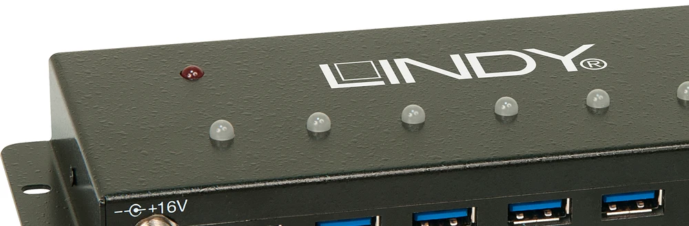 USB Hub - LINDY 7 Prievadų USB 3.0 Metalinis Hub, 5 Gbps, Juodas