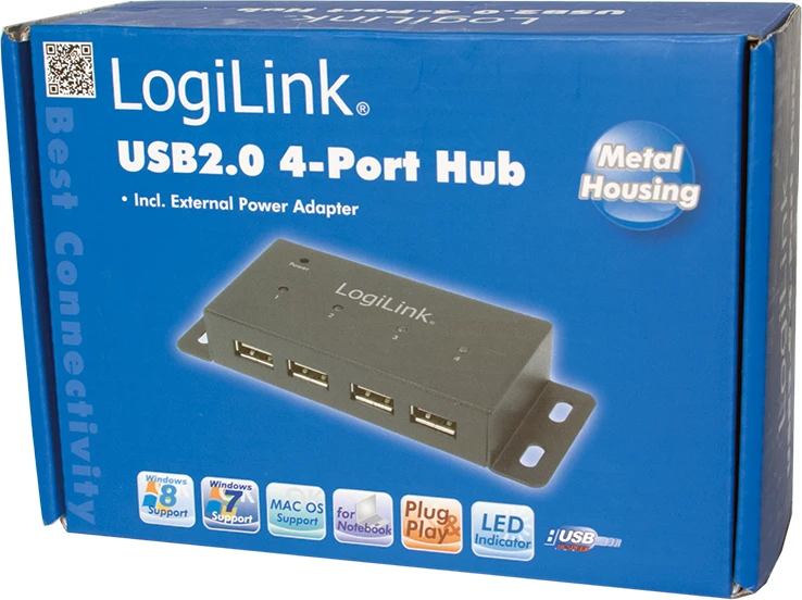 LogiLink Hub 4xUSB 2.0 metalinis korpusas