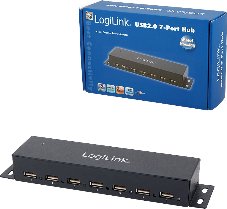 HUB USB LogiLink 7x USB-A 2.0 (UA0148)