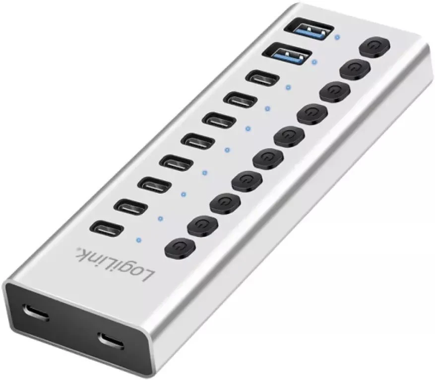 „LogiLink Hub usb3.2“ 10 prievadų USB-A/C su įjungimo/išjungimo funkcija