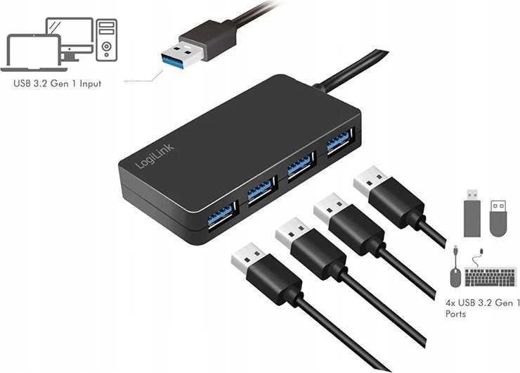 HUB USB LogiLink LogiLink USB 3.2 HUB 4-port, Gen1 juodas