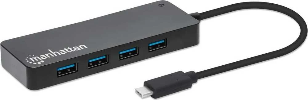 HUB USB Manhattan Manhattan 168410 huby i koncentratory USB Type-C 5000 Mbit/s Juodas