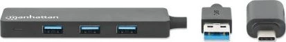 HUB USB Manhattan MANHATTAN 4-Port USB 3.0 Typ-C / Typ-A Kombi-Hub juodas