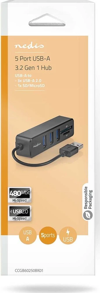HUB USB Nedis CCGB60250BK01 huby i koncentratory