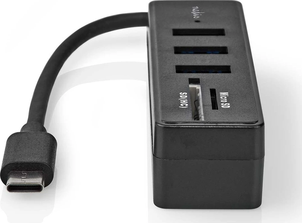 HUB USB Nedis CCGB64250BK01 doko stotelė Przewodowa USB Type-C Juodas