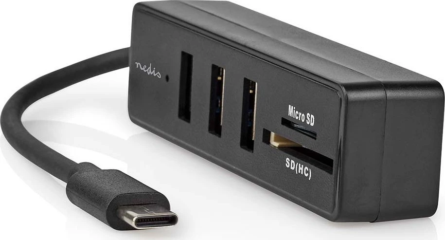 HUB USB Nedis CCGB64250BK01 doko stotelė Przewodowa USB Type-C Juodas