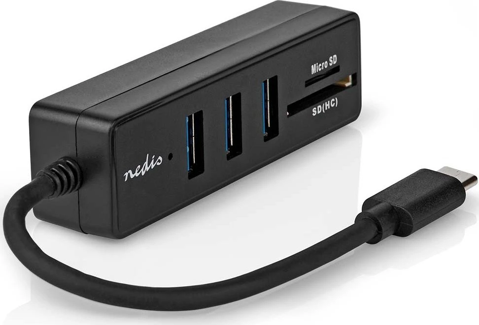 HUB USB Nedis CCGB64250BK01 doko stotelė Przewodowa USB Type-C Juodas
