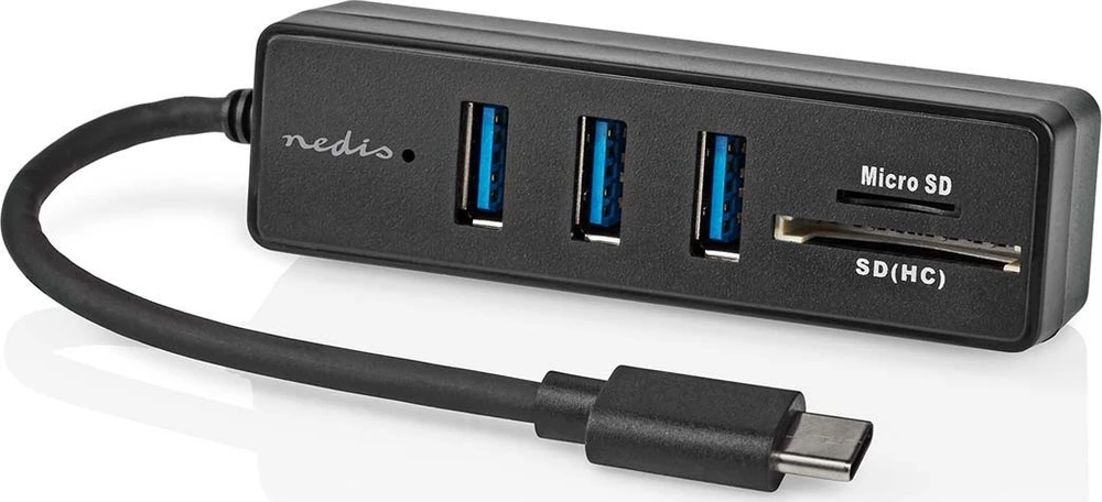 HUB USB Nedis CCGB64250BK01 doko stotelė Przewodowa USB Type-C Juodas
