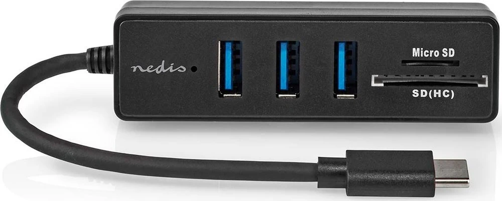 HUB USB Nedis CCGB64250BK01 doko stotelė Przewodowa USB Type-C Juodas