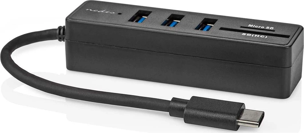 HUB USB Nedis CCGB64250BK01 doko stotelė Przewodowa USB Type-C Juodas