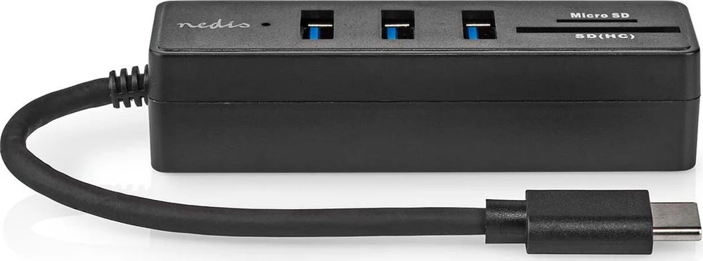 HUB USB Nedis CCGB64250BK01 doko stotelė Przewodowa USB Type-C Juodas