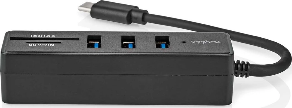 HUB USB Nedis CCGB64250BK01 doko stotelė Przewodowa USB Type-C Juodas