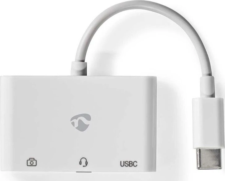 Nedis USB HUB CCGB64790WT01 doko stotelė Laidinis USB 2.0 Type-C Baltas