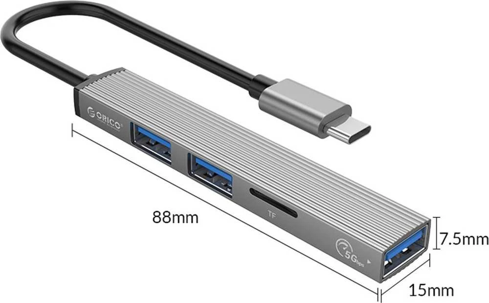 ORICO USB Type-C šakotuvas 2 x USB 2.0, 1 x USB 3.0 ir TF lizdo