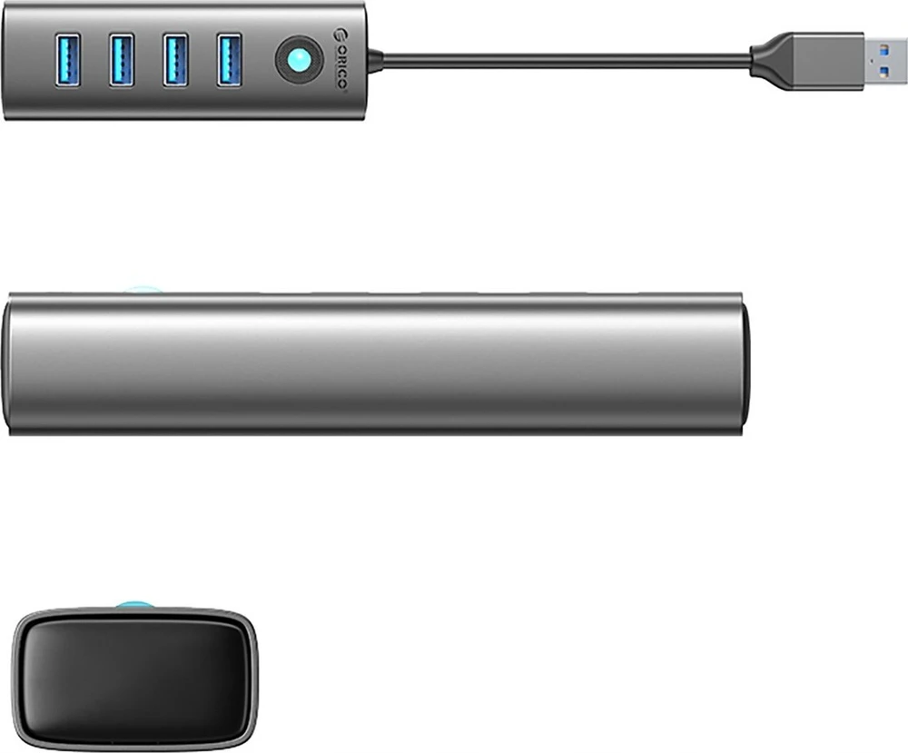 Hub Orico PDD4U-U3 4x USB-A 3.0 – pilkos spalvos