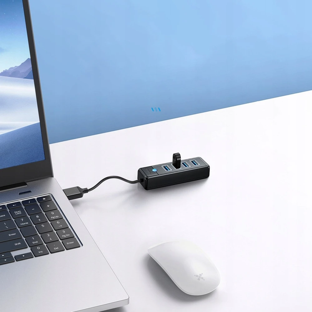 Hub Orico PW4U-U3 USB-A / 4x USB-A 3.0 – juodos spalvos