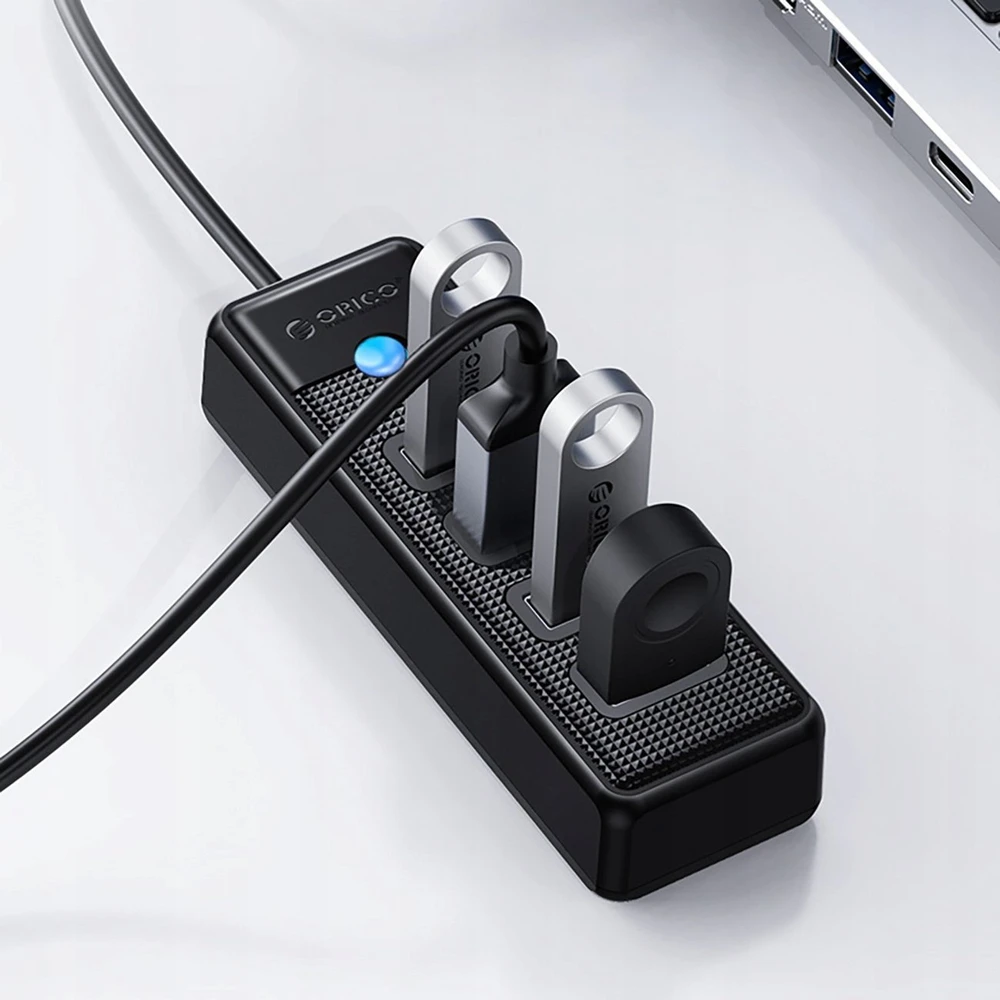 Hub Orico PW4U-U3 USB-A / 4x USB-A 3.0 – juodos spalvos