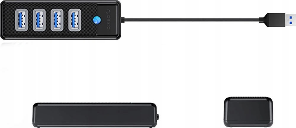 Hub Orico PW4U-U3 USB-A / 4x USB-A 3.0 – juodos spalvos