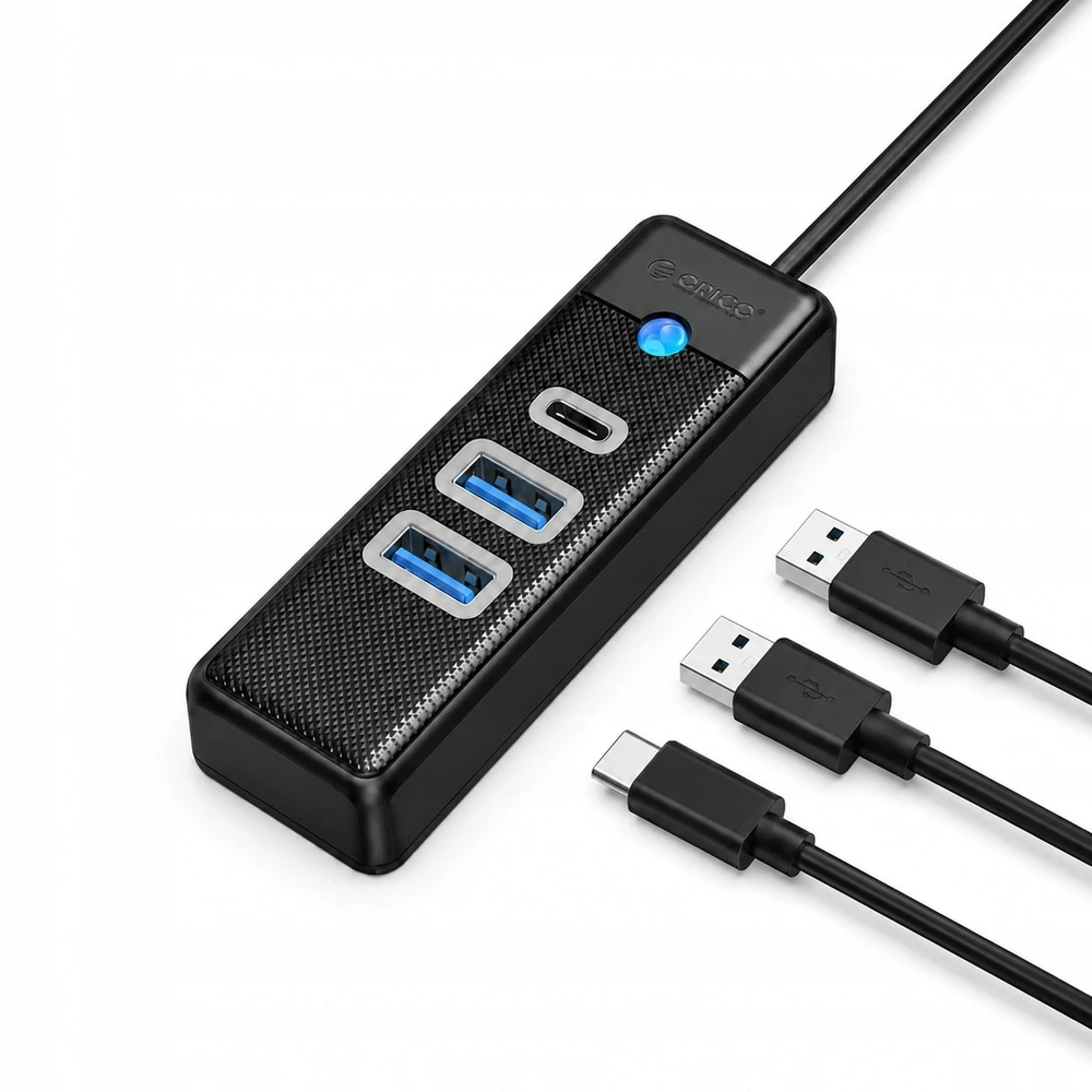 Orico PWC2U-C3 3-port USB hub 2x USB-A 3.0 1x USB-C 3.0 0.5 m - juodas