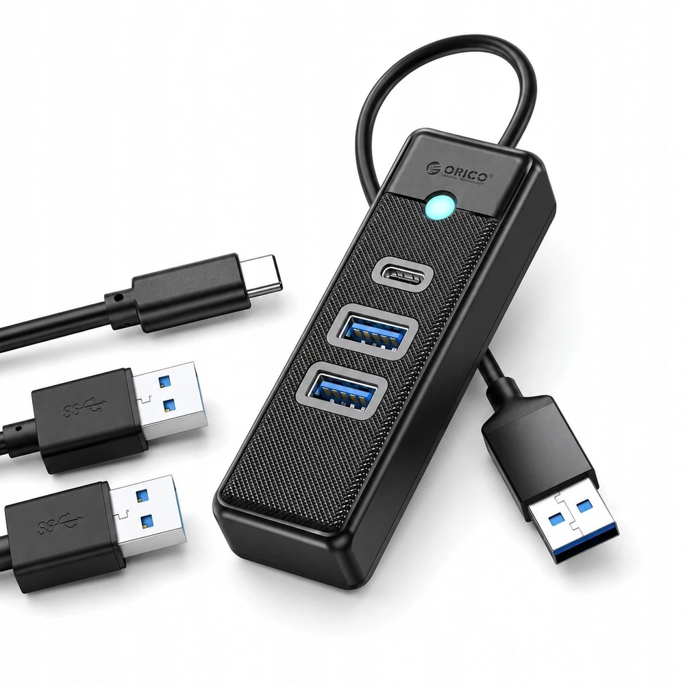 Orico PWC2U-U3 3-port USB hub 2x USB-A 3.0 1x USB-C 3.0 1.8 m - juodas