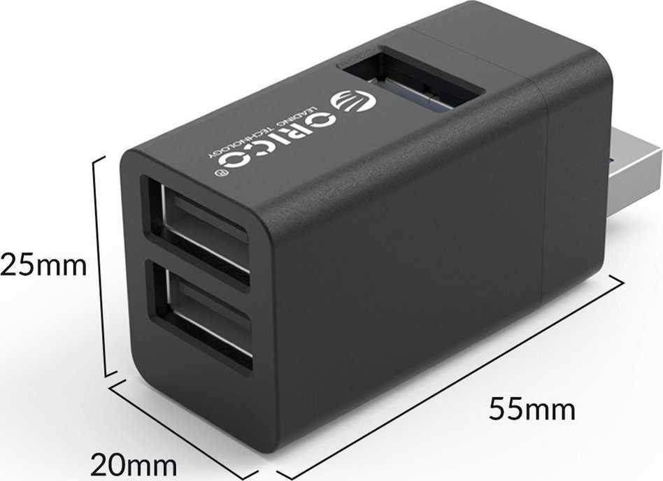 HUB USB Orico MINI-U32-BK-BP 3x USB-A 3.0 (MINI-U32-BK-BP)