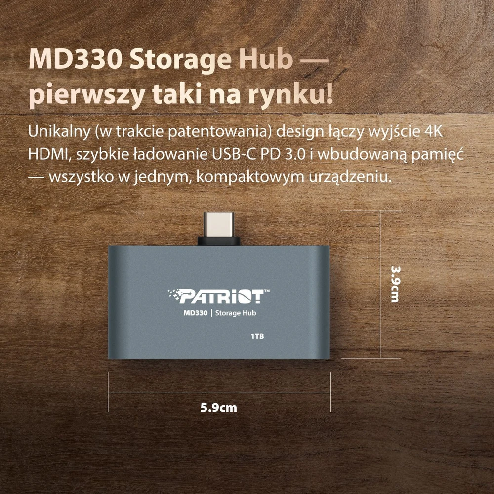 HUB USB Patriot PMD128GH013 1x USB-C PD 1x HDMI + 3.2 Gen1 (PMD128GH013)