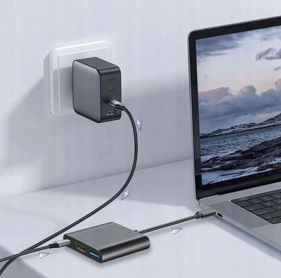 USB-C šakotuvas Platinet 3in1 (PMH9991T) (1xHDMI 4K; 1xUSB-C; 1xUSB 3.2)