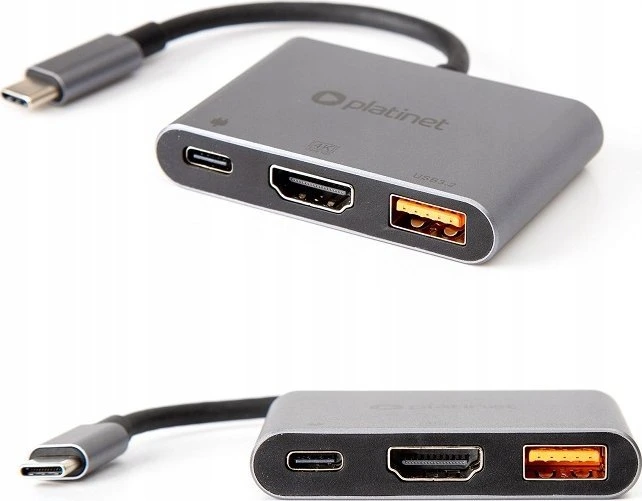 USB-C šakotuvas Platinet 3in1 (PMH9991T) (1xHDMI 4K; 1xUSB-C; 1xUSB 3.2)
