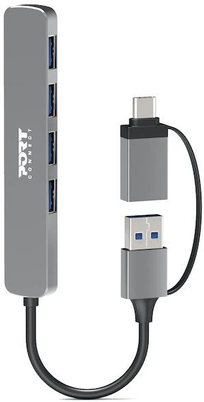 PORT CONNECT | USB-C/USB-A šakotuvas, 4 versijos, USB-A 3.0, 5 Gbps