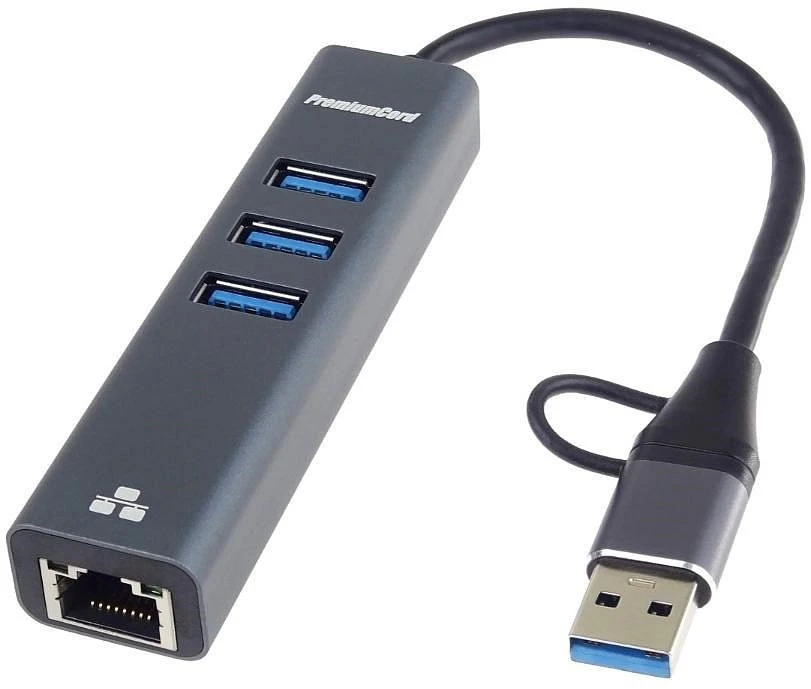 PremiumCord USB šakotuvas su tinklo jungtimi