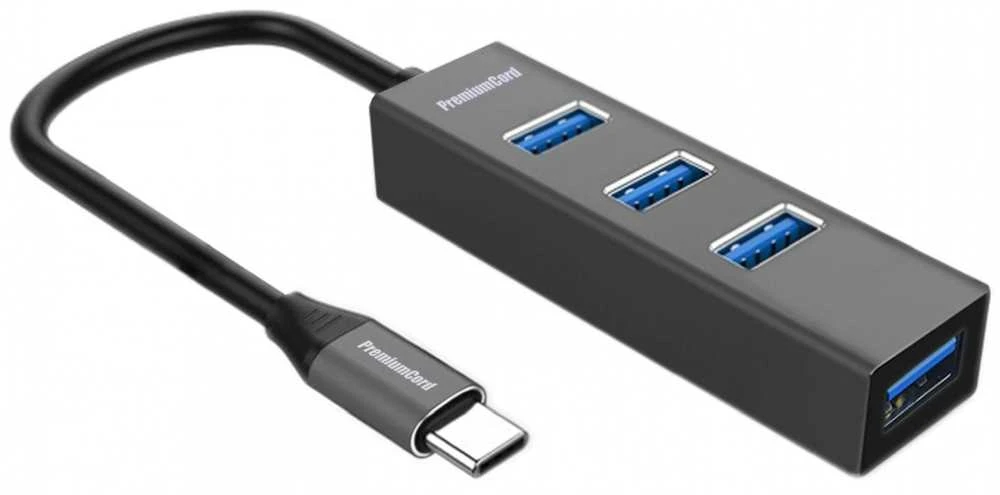 PremiumCord USB-C šakotuvas su 4 USB-A prievadais