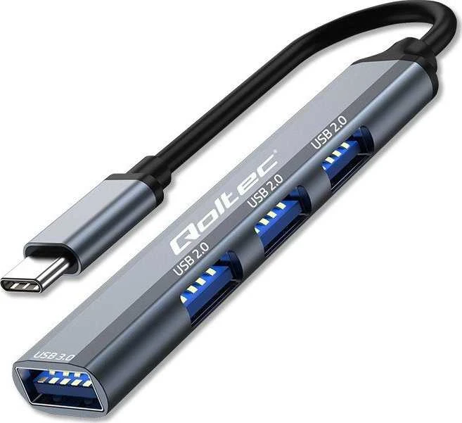 Centratorius adapteris usb-c 3.1 4in1 usb 3.0 3x 2.0 Qoltec