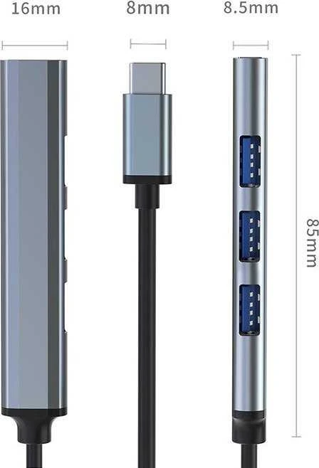 Centratorius adapteris usb-c 3.1 4in1 usb 3.0 3x 2.0 Qoltec