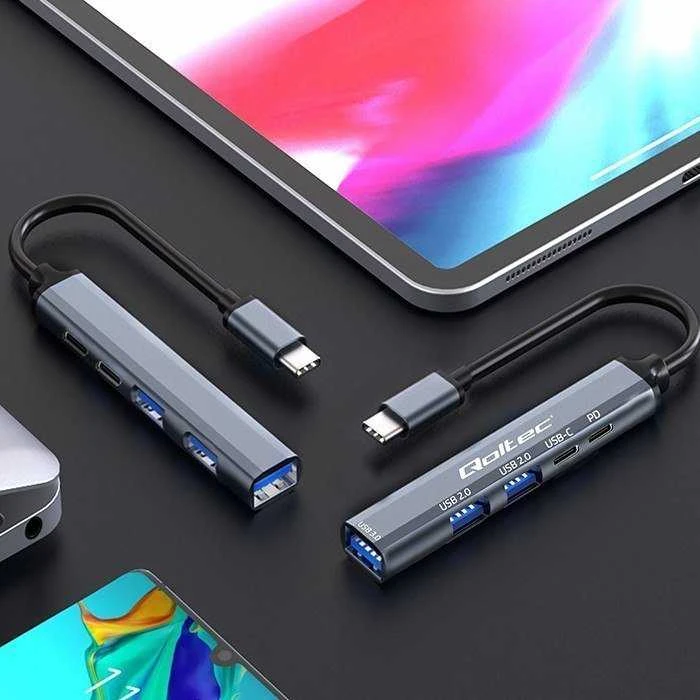 Qoltec 53790 Hub Adapteris USB-C 3.1 5in1 | USB-C PD| USB-C | 2x USB 2.0 | USB 3.0
