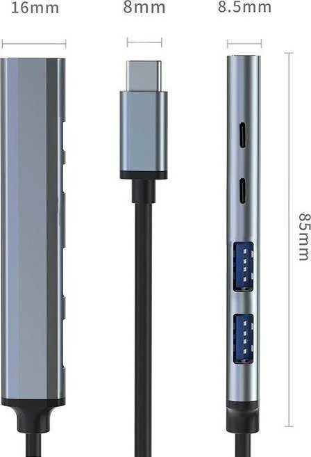 Qoltec 53790 Hub Adapteris USB-C 3.1 5in1 | USB-C PD| USB-C | 2x USB 2.0 | USB 3.0