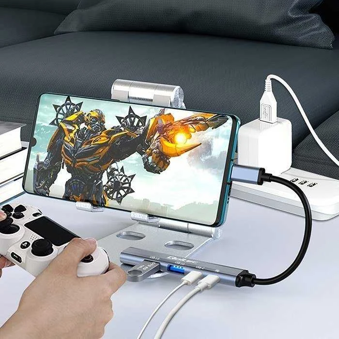 Qoltec 53790 Hub Adapteris USB-C 3.1 5in1 | USB-C PD| USB-C | 2x USB 2.0 | USB 3.0