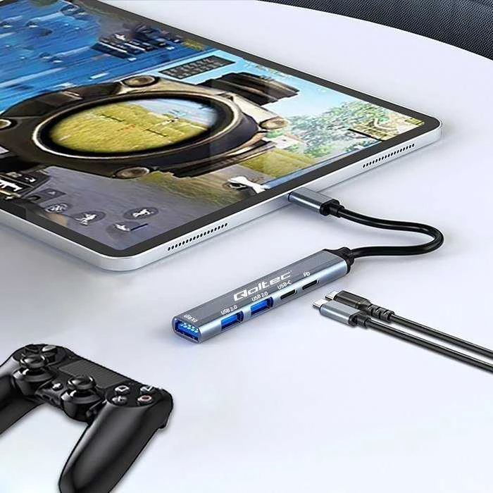 Qoltec 53790 Hub Adapteris USB-C 3.1 5in1 | USB-C PD| USB-C | 2x USB 2.0 | USB 3.0