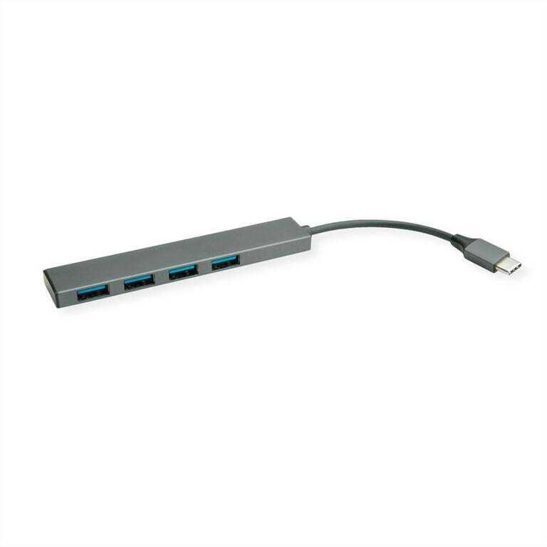 HUB USB Roline ROLINE USB3.2 Gen1 Ultraslim Hub 4x USB A, kabelio tipas C