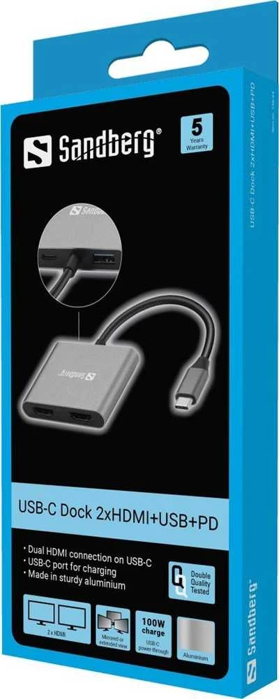 Sandberg USB-C Dock 2xHDMI+USB+PD