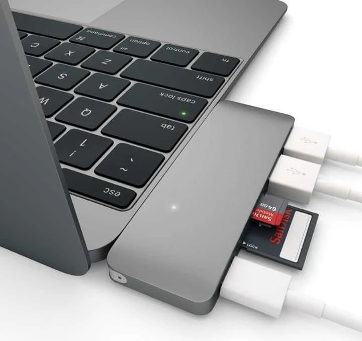 SATECHI Type-C Pass-Through USB šakotuvas su USB-C įkrovimo prievadu, pilka