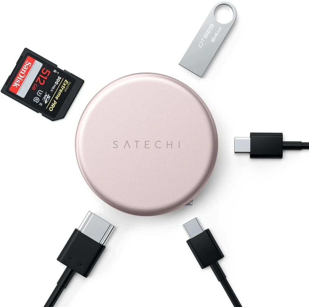 Adapteris HUB 5in1 USB C Satechi OntheGo STPOTG5P blush