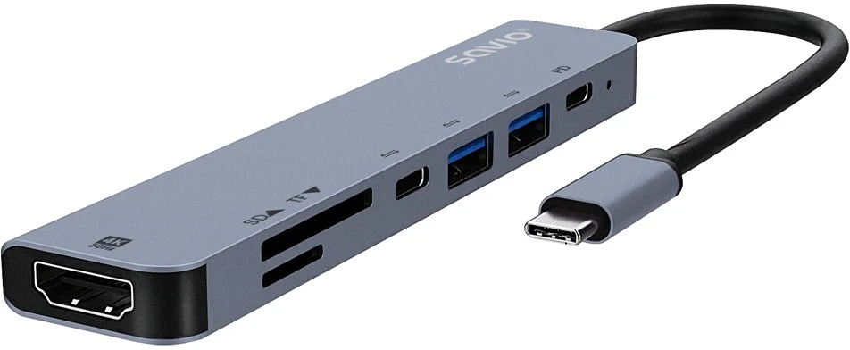 Savio AK-82 interface hub USB Type-C 5000 Mbit/s Juodas