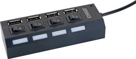HUB USB Schwaiger Schwaiger USB Hub 4-fach 2.0A Buchse Passiv juodas