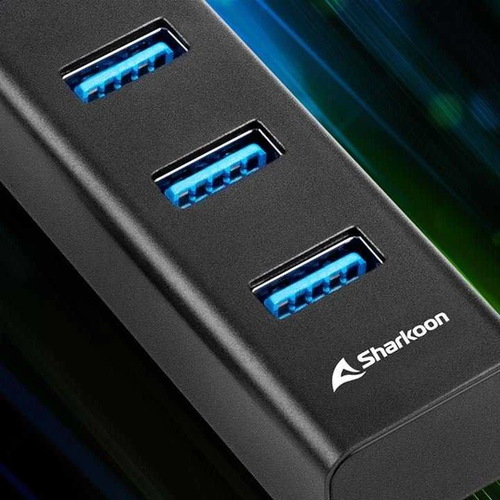 Sharkoon HUB 4X USB 3.2 ALU Juodas/4-PORT USB 3.2 GEN 1